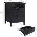 LTMEUTY 2-Drawer Wood Nightstand Bedroom Tall Night Stand Bedside Table with Storage Drawer & Open Shelf Black Wood Grain