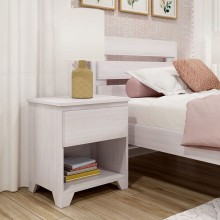 Max & Lily Modern Farmhouse 1 Drawer Nightstand White Wash