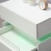 Modern High Gloss Nightstands Bedroom LED Bedside End Table Multi-Colour LED Backlight Bedside Table Bedroom Furniture Cabinet with 2 Drawers LED Light BedsideEnd Drawers Cabinet White