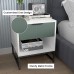 Modern Night Stands Bedroom Side Table End Table Solid Wood Bedside Table Drawer Storage Cabinet with Shelf Sturdy Steel Frame 220Lbs Weight Capacity Easy Assembly White & Green