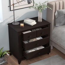 Modern Wood Side End Table Bedroom Nightstand with 3 Drawers Bedside Nightstand Accent Table with Large Storage Space Espresso N