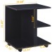 Nightstand End Side Table with Rolling Wheels Bedside Table with Open Shelf Night Table Printer Stand Storage Shelf Black