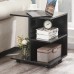 Nightstand End Side Table with Rolling Wheels Bedside Table with Open Shelf Night Table Printer Stand Storage Shelf Black