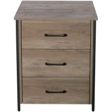 Nightstand Simple Side Table with 3 Drawers Teak Color Nightstand Knock Down Farmhouse Nightstands End Table Nightstands for Home JZFA002