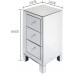 Nightstand with 3 Drawers,Modern and Contemporary Mirrored Bedside Table Sofa Side Cabinet for Home Furniture Side Table with Drawer Bedroom Easy Assembly Silver