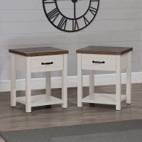 Oak Top Rectangular Nightstand Set of 2 Gray Or Ivory Keep All Your Bedside Favorites Within Easy Reach Ivory