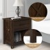 Set of 2 Vikiullf Farmhouse Nightstand - Wooden Bedroom Night Stand Bedside Table with 1 Drawer for Bedroom Open Cabinet & Sliding Drawer Espresso