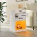 Seventable Nightstand with Charging Station and LED Lights,Modern Design End Side Table with 2 Drawers Nightstand Storage Cabinet for Bedroom White