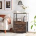 SONGMICS Tall Nightstand Dresser Tower with 2 Fabric Drawers Storage Shelves Side Table Metal Frame and Wooden Top Industrial Rustic Brown and Black ULGS003B01
