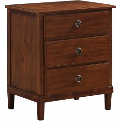 Source One Colebrook Brown 3-Drawer Nightstand,