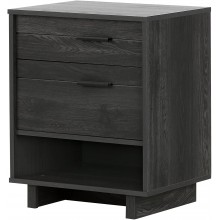 South Shore Fynn Nightstand with Cord Catcher Gray Oak Contemporary