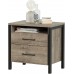 South Shore Munich 2-Drawer Nightstand Weathered Oak and Matte Black with Metal Handles