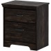 South Shore Versa 2-Drawer Nightstand-Rubbed Black