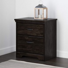 South Shore Versa 2-Drawer Nightstand-Rubbed Black