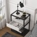 Tribesigns Nightstand Tall Side Table Modern Simple Style End Table with Drawer and Shelf Tempered Glass Bedside Table Metal Frame 19.6”X15.7”X27.5” Black and White