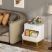 Tribesigns Nightstand with Drawer and Storage Cubby Modern Night Stands Bedside Table Tall Side End Table Bedside Cabinet for Bedroom Metal Frame White and Gold