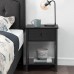 VECELO Night Stands for Bedroom Rustic Nightstand Bedside End Tables with Drawer Storage Set of 2 Classic Black