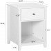 Yokstore Nightstand with Drawer and Open Shelf Wood Bedside End Table Night Stand Side Table for Bedroom Modern Design Set of 2 White