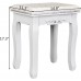 AUTOKOLA fulllove Vanity Bench Dressing Stool MDF & Solid Wood Makeup Stool with Bent Feet 14.57 x 11.03 x 17.33 White Home