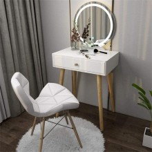 Best Design Vanity Benches Bedroom Dressing Table with Adjustable LED Lights Mirror and Stool White Vanity Table Set 2 Organizer Drawers Great Gift for Girls Women Size : 60cm