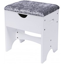 BEWISHOME Vanity Stool Bedroom Chair Makeup Vanity Bench with Upholstered Seat and Storage White FSD01M