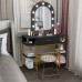 CRX Black Vintage Vanity Mirror with Lights Vanity Desk Mirror with Lights and Table Set 2021 New No Bench Rectangle for Bedroom Makeup Vanity with Drawers and Lighted Mirror