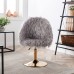 DUOMAY Modern Faux Fur Vanity Stool Chair Swivel Adjustable Accent Barrel Chair Makeup Stool for Reception Hall Home Makeup Dressing Room Shop Stool Grey
