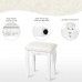 Giantex Vanity Stool Makeup Bench Dressing Stools Retro Wave Foot Floor Pad for Scratch Solid Pine Wood Legs Thick Padded Cushioned Chair Piano Seat Bathroom Bedroom Large Vanity Benches White
