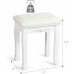 Giantex Vanity Stool Makeup Bench Dressing Stools Retro Wave Foot Floor Pad for Scratch Solid Pine Wood Legs Thick Padded Cushioned Chair Piano Seat Bathroom Bedroom Large Vanity Benches White