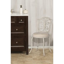 Hillsdale Furniture Sparta Vanity Stool White with Gold Rub