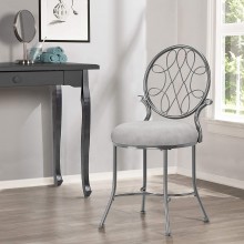 Hillsdale O'Malley Vanity Stool with Spiral Pattern Design Metallic Gray