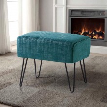 Home Soft Things Blue Textured Velvet Ottoman 19" x 13" x 17" H Agate Green Fuzzy Entry Way Ottoman Bench for Living Room Bedroom End of Bed Decorative Makeup Stool Foot Rest Chair Home Décor