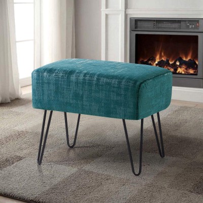 Home Soft Things Blue Textured Velvet Ottoman 19 x 13 x 17 H Agate Green Fuzzy Entry Way Ottoman Bench for Living Room Bedroom End of Bed Decorative Makeup Stool Foot Rest Chair Home Décor