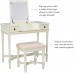 Kiara White Vanity Set with Matching Vanity Bench by Linon