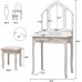 Makeup Vanity with Lights Vanity Desk with Tri-Folding Lighted Mirror 4 Drawer Vanity Table Set Makeup Dressing Table for Bedroom,White