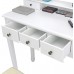 ReunionG Vanity Set with Mirror & Lights Makeup Dressing Table with 360°Rotating Mirror and Cushioned Stool Vanity Table and Bench with 5 Drawers & Makeup Shelf Writing Desk White