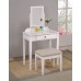 Roundhill Furniture Contemporary Wood Makeup Vanity with Mirror and Bench White Finish
