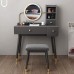SHENXINCI Vanity Table Makeup Table with Cushioned Stool & Mirror Wood Dressing Table with 3 Drawers Vanities Benches Table Set,1 Removable Partition,Dark Grey