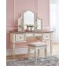Signature Design by Ashley Realyn Traditional Cottage 3 Drawer Vanity Set with Dovetail Construction Mirror & Stool Included Chipped White Distressed Brown
