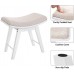 SONGMICS Vanity Stool Modern Concave Seat Surface Makeup Dressing Stool Padded Bench with Rubberwood Legs Capacity 286lb Easy Assembly White URDS51W