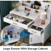 Tribesigns Vanity Set with Lighted Mirror & Stool Elegant Makeup Table Vanity Dresser with 9 LED Light Drawer Storage Shelves and Cabinet for Women Girls Dressing Table for Bedroom White and Gold