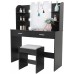 USIKEY Large Vanity Set with 10 Light Bulbs Makeup Table with Cushioned Stool 6 Storage Shelves 2 Drawers Dressing Table Dresser Desk for Women Girls Bedroom Black