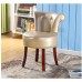 Vanity Benches Fan Back Chair Dressing Stools Makeup Stool Padded Bench Chair,Easy to Clean Oil Wax Leather Solid Wood Legs for Dressing Room Living Room Bedroom Restaurant