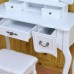 Vanity Benches Makeup Dressing Table with Dressing Stool and 3-fold Mirror 5 Drawer White