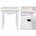 Vanity Stool,Makeup Bench Dressing Stools Retro Cushioned Chair Piano Seat Bedroom Large Vanity Benches,White