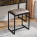 Vanity Table with Upholstered Stool Set Dressing Table Desk with 2 Drawer Makeup Table with Tri-Fold Mirror 3 Compartments Industrial Style for Bedroom Rustic Brown and Black YSG21304RC