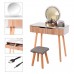Vanity Table,Vanity Table With Lighted Mirror,Makeup Vanity Table Set,Dressing Table Set Dressing Table With Mirror And Padded Stool【US Spot】 White