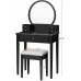 VASAGLE Vanity Set Makeup Dressing Table with Mirror Padded Stool 5 Drawers 27.6 x 15.7 x 52.8 inches Black