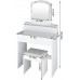 White Makeup Vanity Desk with Lights Mirror & Drawer Small Vanities & Vanity Benches Tocadores para Maquillarse Modern Bedroom Dresser Dressing Table Stool Set with Storage for Girls Womens K
