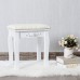 White Vanity Stool with Solid Wood Legs Thick Padded Rose Cushioned Chair Makeup Piano Seat Make Up Bench for Bathroom Bedroom Large Vanity Benches 14.57 x 11.03 x 17.33
